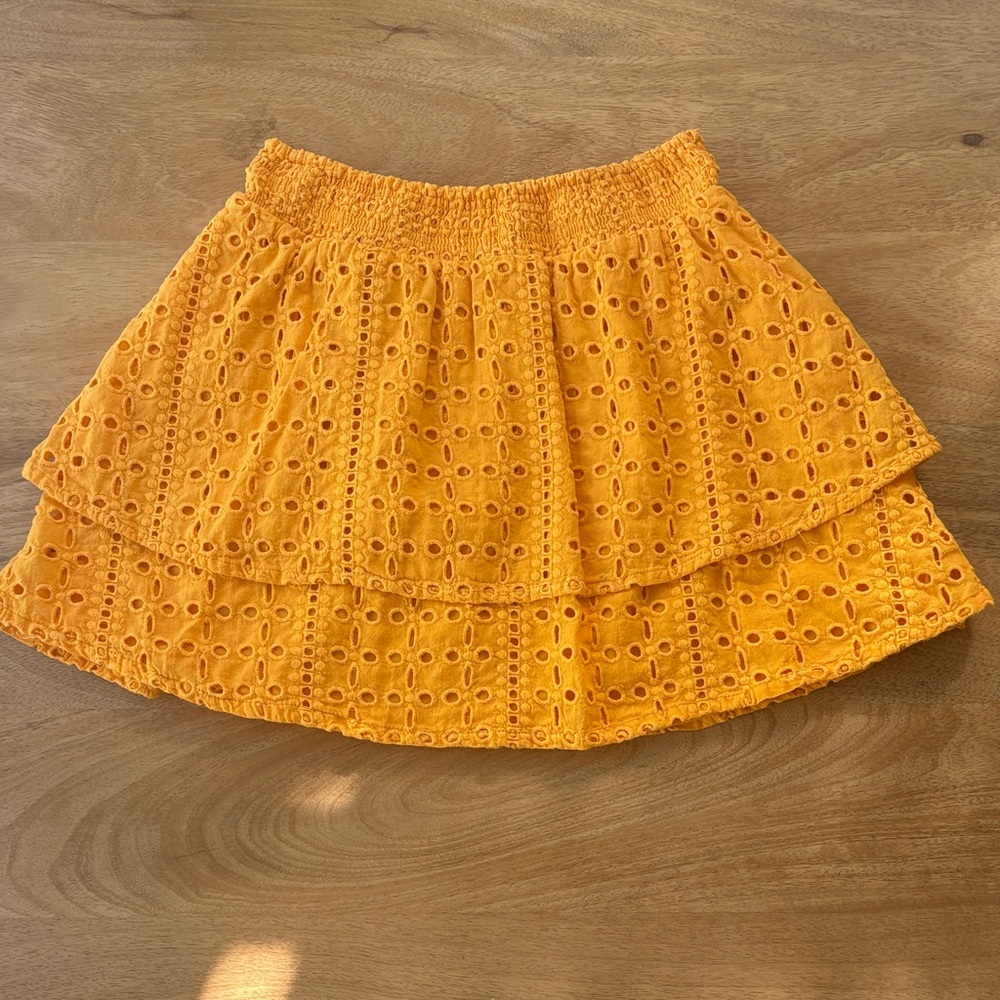 Women's Eyelet Tiered Skirt in light orange
